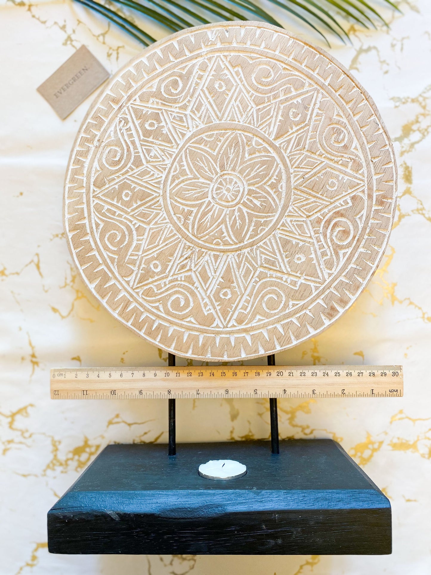 Natural Mandala Feng Shui Albasia Wood Art & Stand