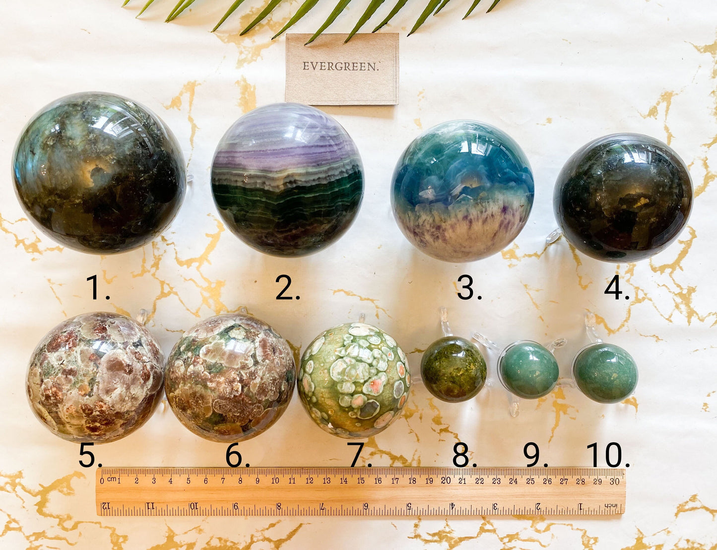 Green Crystal Spheres - Unakite / Jasper / Aventurine / Fluorite / Labradorite / Agate