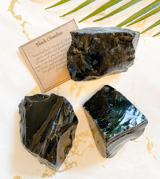 Black Obsidian Raw Crystal / Rough - Financial Gain, Good Fortune & Luck