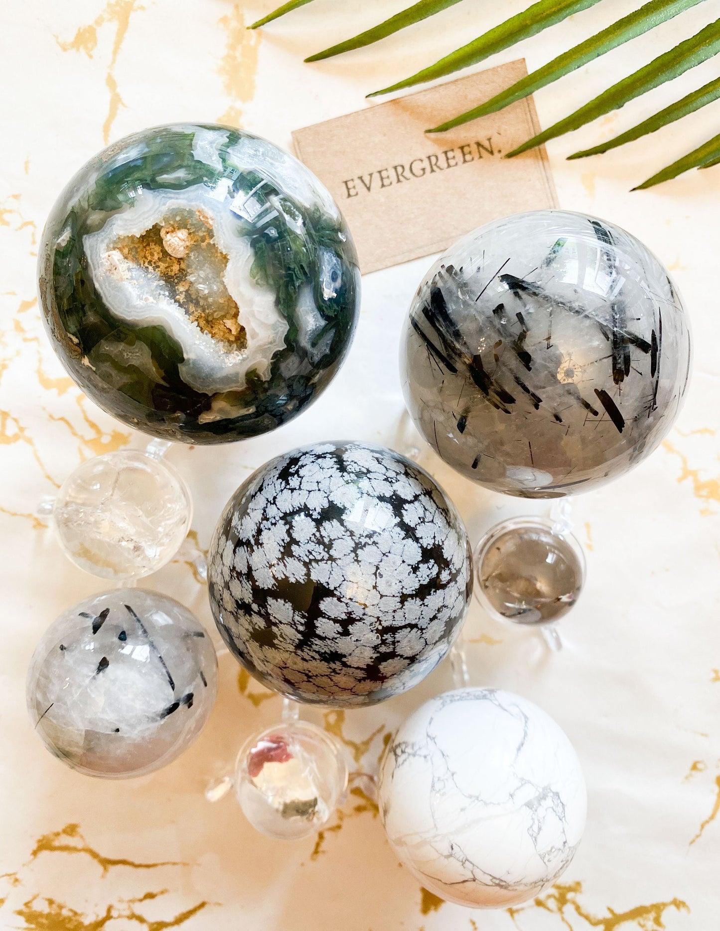 Black & White Crystal Spheres - Obsidian / Agate / Quartz / Rutilated / Howlite