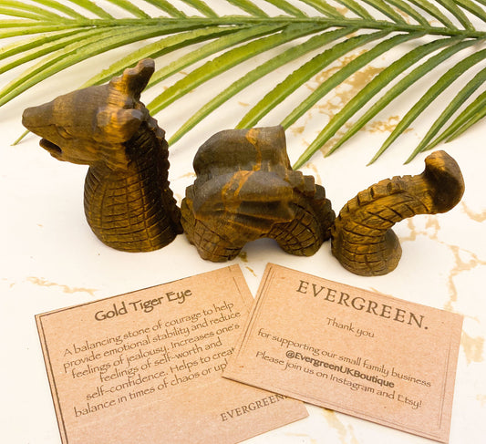 Ocean / Sea Crystal Carvings Fish, Loch Ness, Dragon, Mermaid - Tiger Eye, Fluorite, Ruby, Zoisite