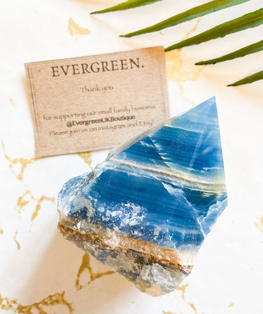 Blue / Green / Yellow Half Raw Crystal Points - Onyx, Aventurine, Turquoise, Calcite, Quartz, Tiger Eye, Pietersite