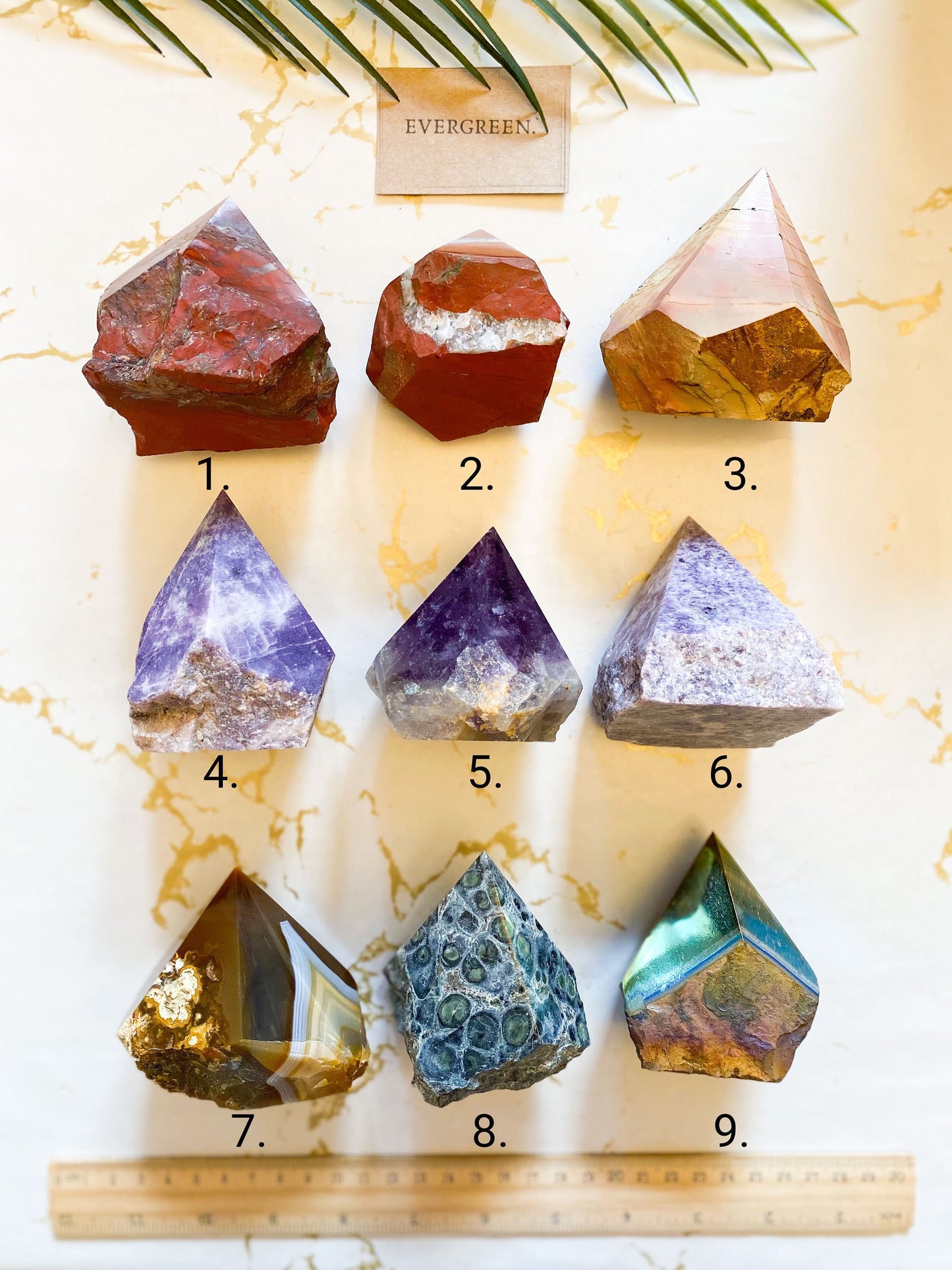 Red / Purple / Yellow / Gold Half Raw Crystal Points - Lepidolite, Tiger Eye, Jasper, Turquoise, Amethyst, Carnelian