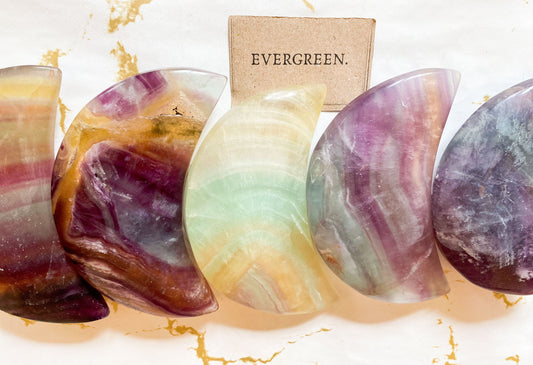 Extra Large Fluorite Crystal Moon - Self-Confidence, Empowerment & Positivity