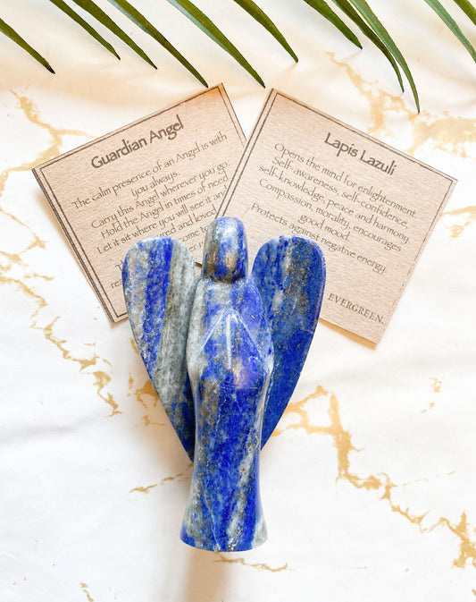 Crystal Angel Carvings - Lapis Lazuli, Gold Sheen Obsidian, Selenite, Moss Agate, 7 Chakras
