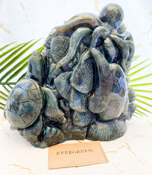 Labradorite Crystal Sealife / Ocean Carving - Octopus, Dolphin, Sea Turtle, Fish