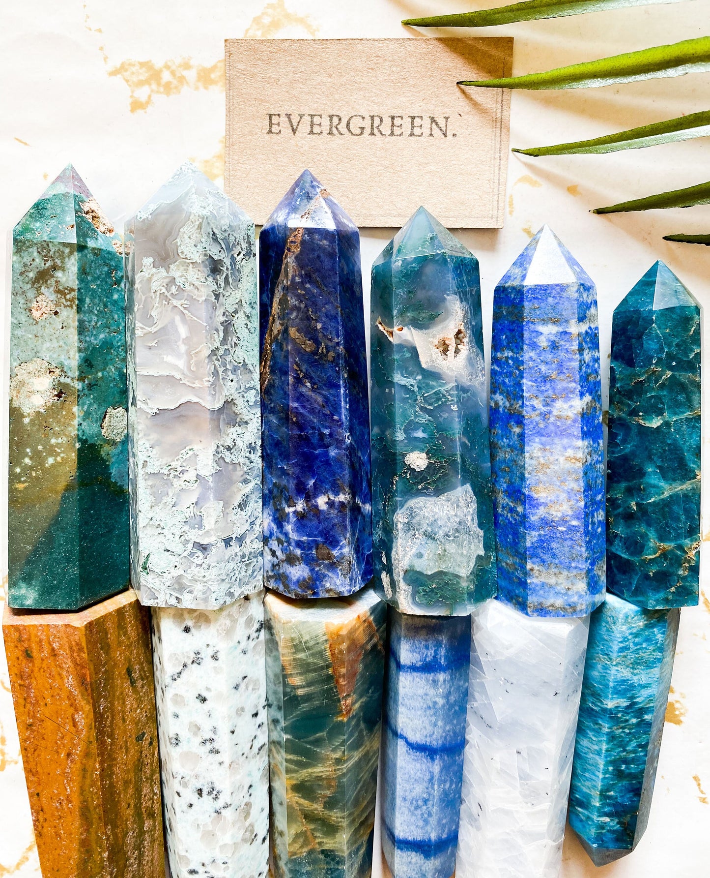 Blue / Natural Crystal Towers & Obelisks - Agate, Lapis Lazuli, Apatite, Jasper, Onyx, Aventurine, Calcite, Sodalite