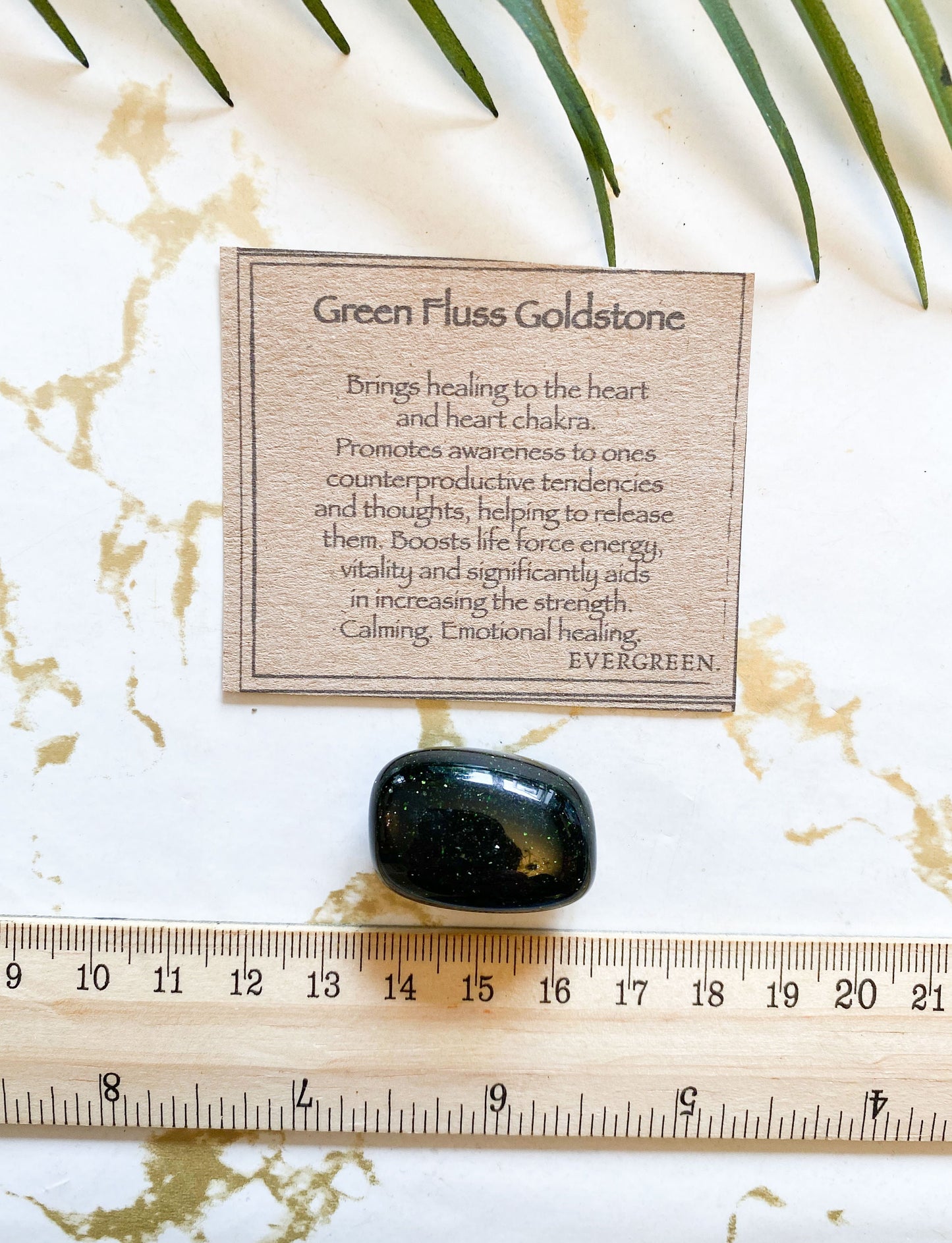Green Fluss Goldstone Crystal Tumbled Stone - Healing, Energy & Awareness