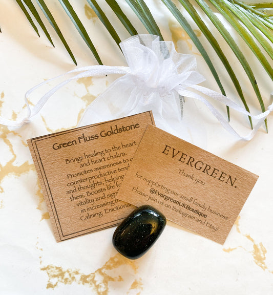 Green Fluss Goldstone Crystal Tumbled Stone - Healing, Energy & Awareness