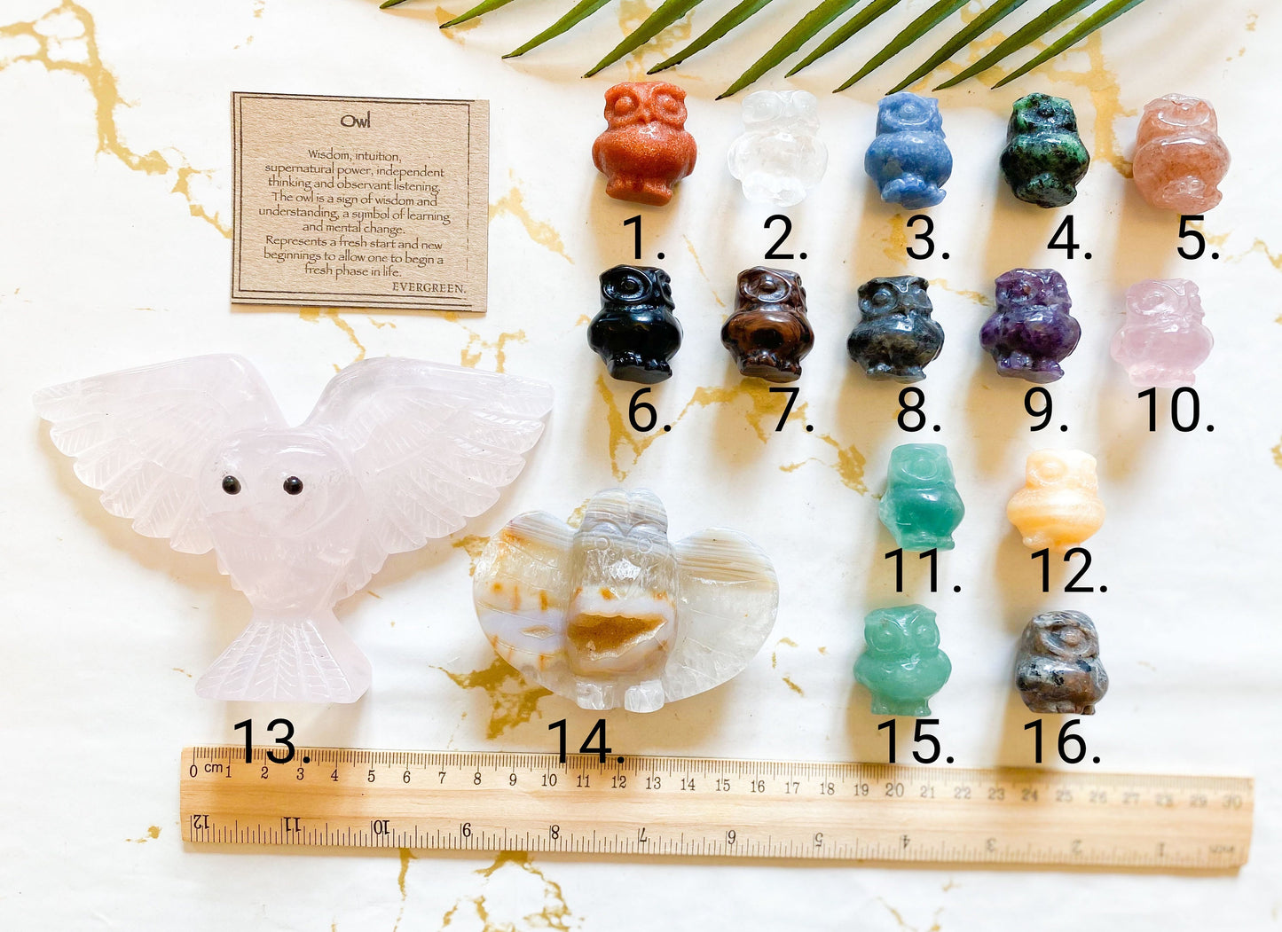 Hand Carved Crystal Owl - Wisdom, Intuition & New Beginnings