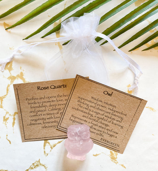 Hand Carved Crystal Owl - Wisdom, Intuition & New Beginnings