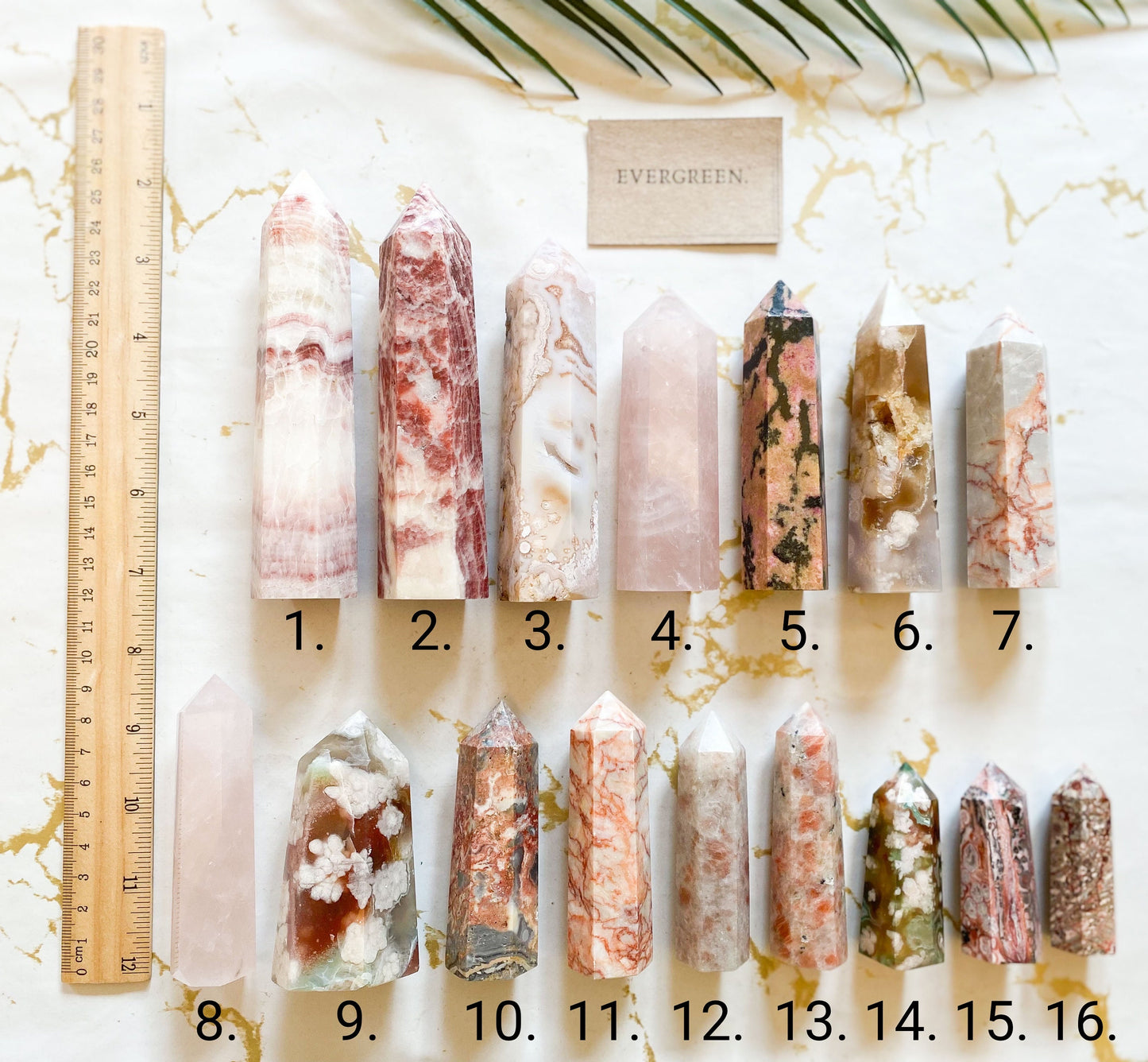 Pink / Red / Green Crystal Towers & Obelisks - Agate, Rhodonite, Quartz, Calcite, Sunstone