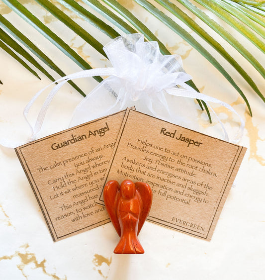 Crystal Guardian Angel Carving - Calcite, Howlite, Jasper, Tiger Eye, Quartz, Opalite, Aventurine, Unakite