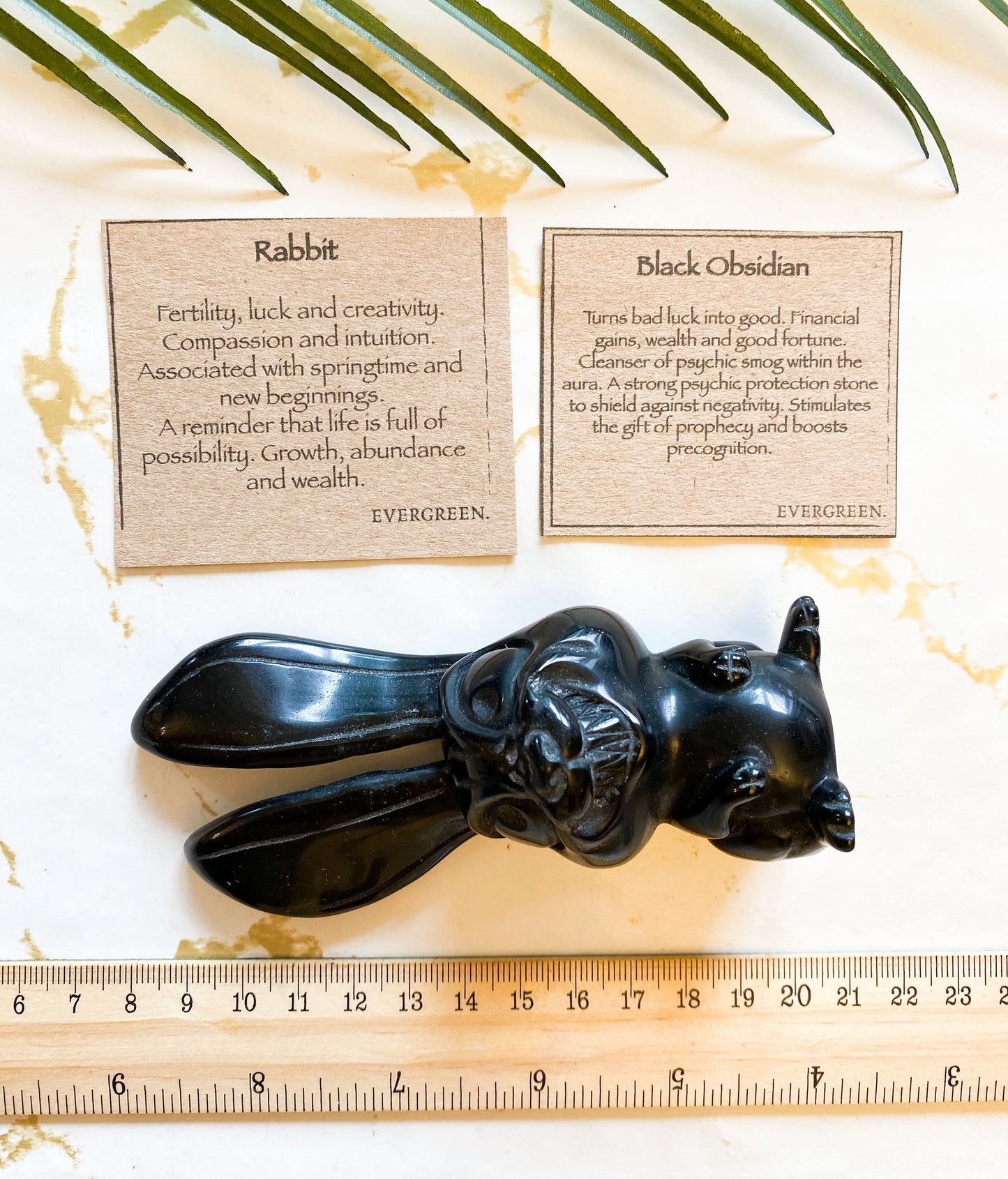 Black Obsidian Crystal Rabbit - Good Fortune, Protection & Luck