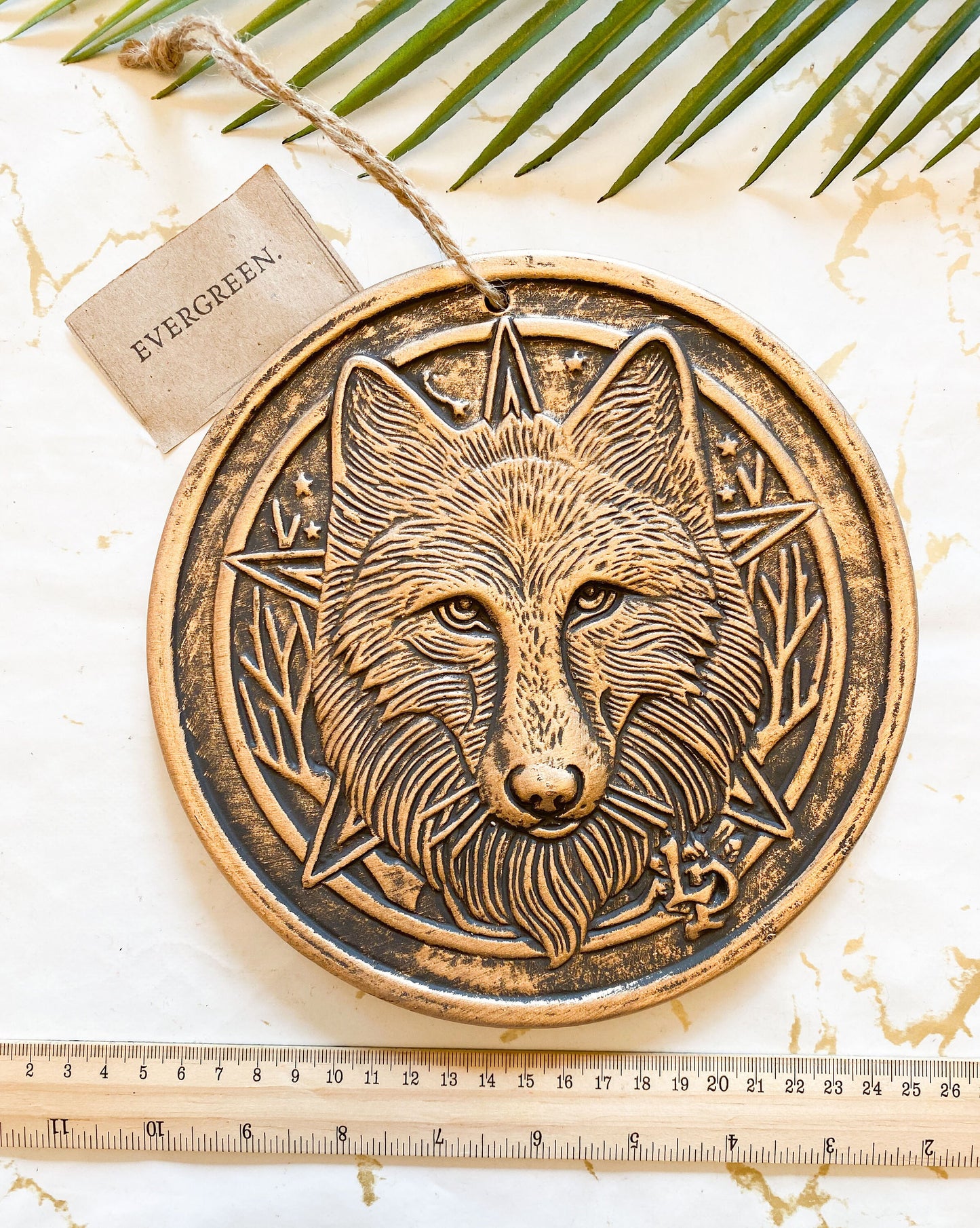 Bronze Terracotta Wolf Plaque