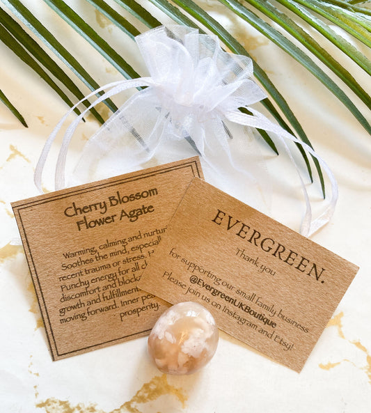 Cherry Blossom Flower Agate Crystal Tumbled Stone - Soothing, Calming & Nurturing