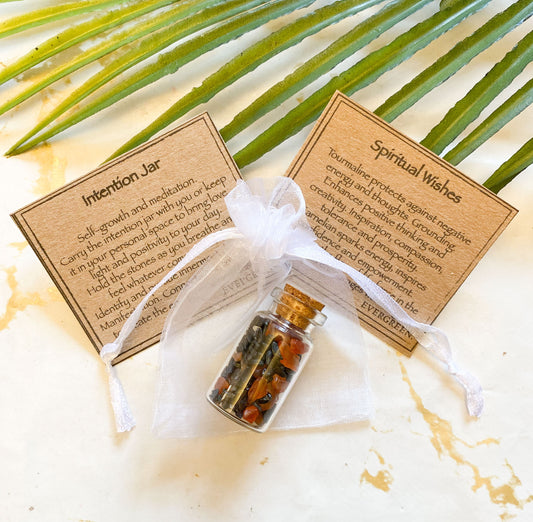 Spiritual Wishes Crystal Chips Intention Jar - Carnelian & Tourmaline