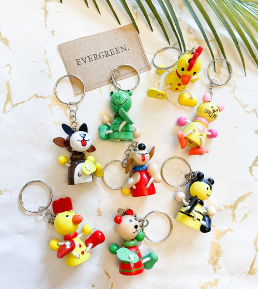 Wooden Peg Doll Animal Keychain - Wide Variety Available!