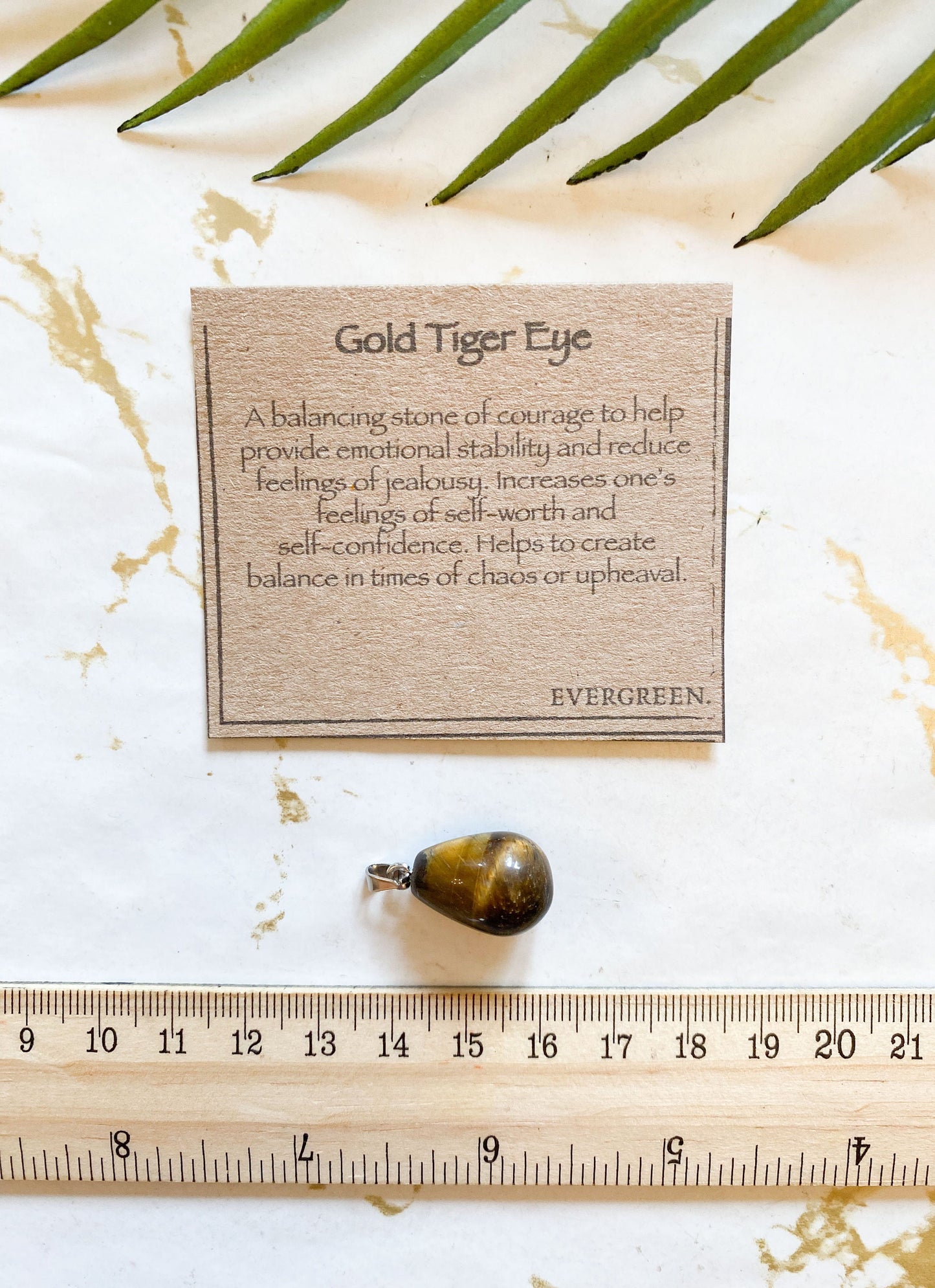 Gold Tiger Eye Crystal Teardrop Pendant - Courage. Stability & Self-Worth