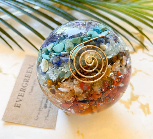 Orgone Chakra Sphere & Reiki Symbol With Stand 60mm