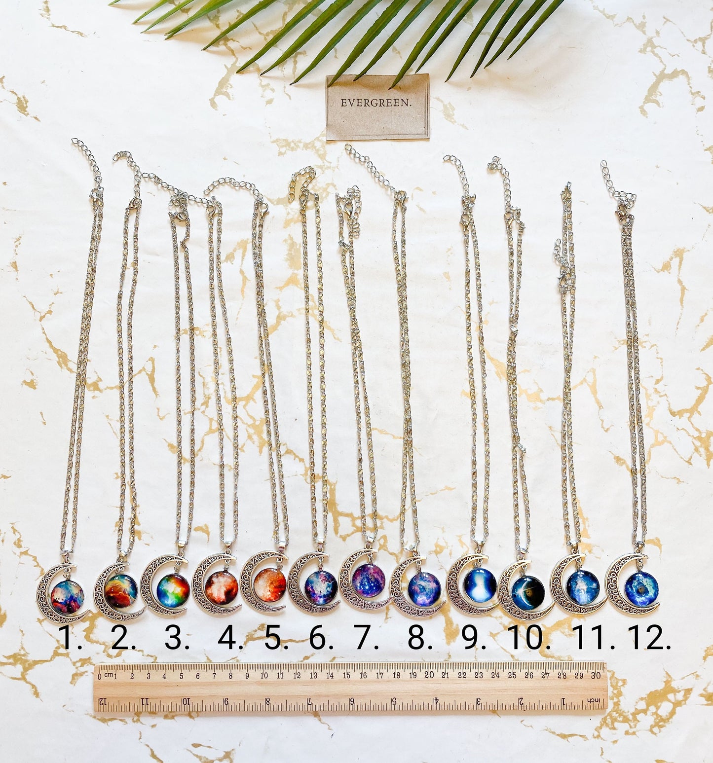 Ornate Crescent Moon Planet Necklace & Chain - Manifestation, Universal Connection, Law Of Attraction