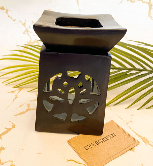 Black Soapstone Lotus Flower Oil Burner / Wax Melts - Love, Light & Peace