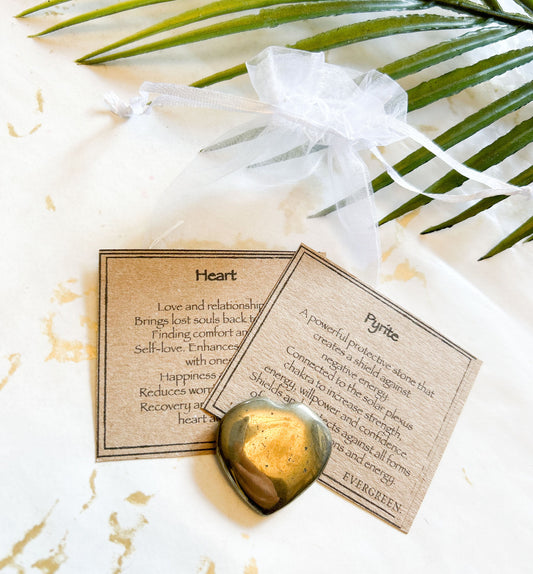 Pyrite Crystal Heart 30mm - Strength, Energy & Willpower