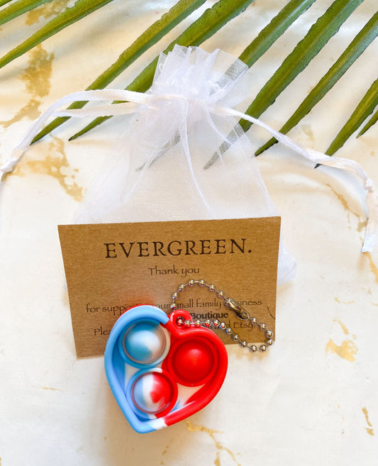 Heart / Circle / Square Fidget Popper Stress Relief / Anxiety Keychain - Wide Variety Available!