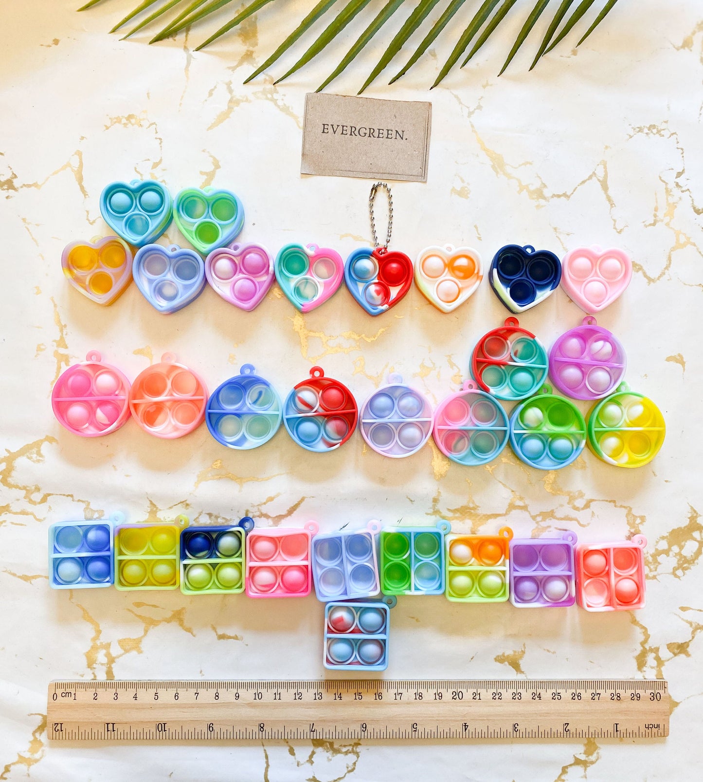 Heart / Circle / Square Fidget Popper Stress Relief / Anxiety Keychain - Wide Variety Available!