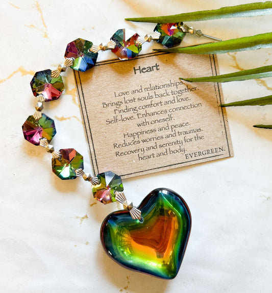 Aurora Heart Crystal Suncatcher