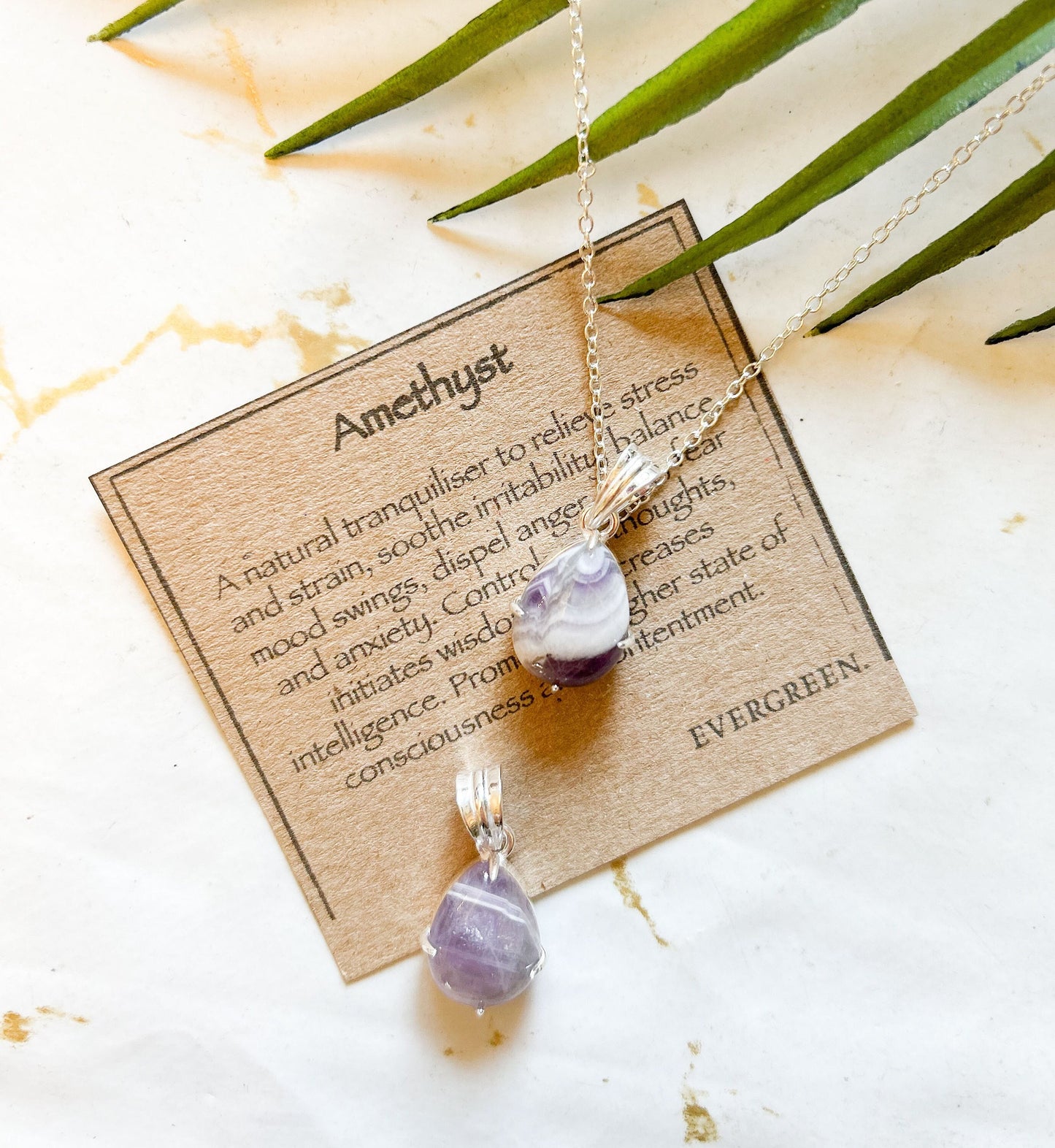Amethyst Teardrop Crystal Pendant - Balance, Contentment & Wisdom