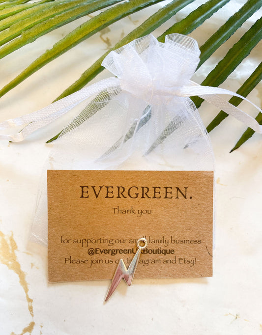 Bronze / Silver Lightening Bolt Pendant / Charm - Chain Options Available!