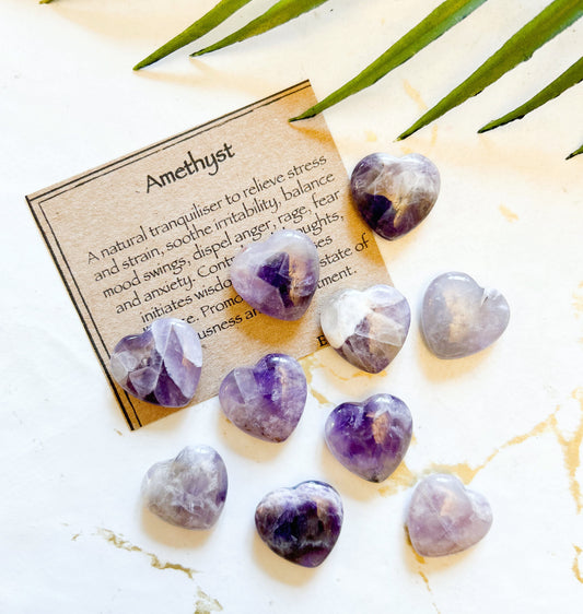 Amethyst Crystal Heart 15mm / 20mm - Balance, Wisdom & Contentment