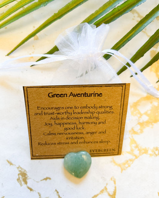 Green Aventurine Crystal Heart 20mm - Happiness, Harmony & Joy