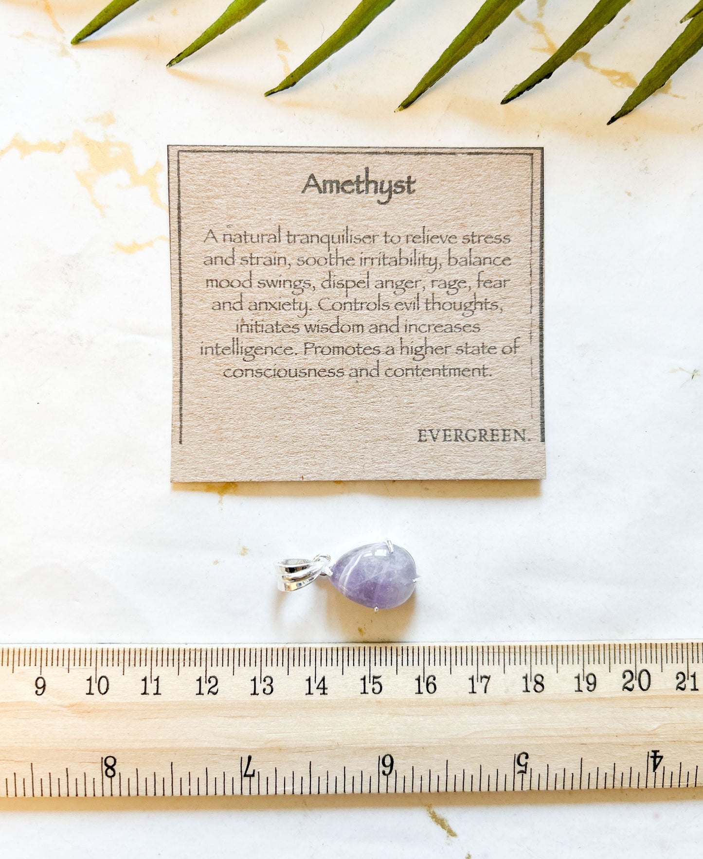 Amethyst Teardrop Crystal Pendant - Balance, Contentment & Wisdom