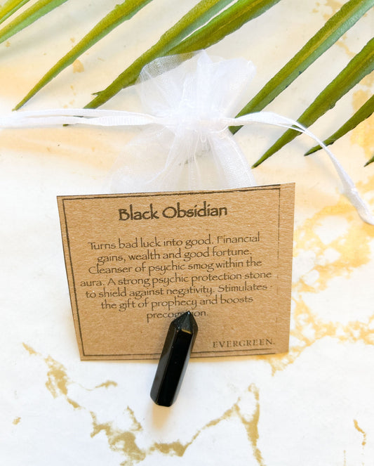 Black Obsidian Crystal Point - Financial Gain, Fortune & Luck