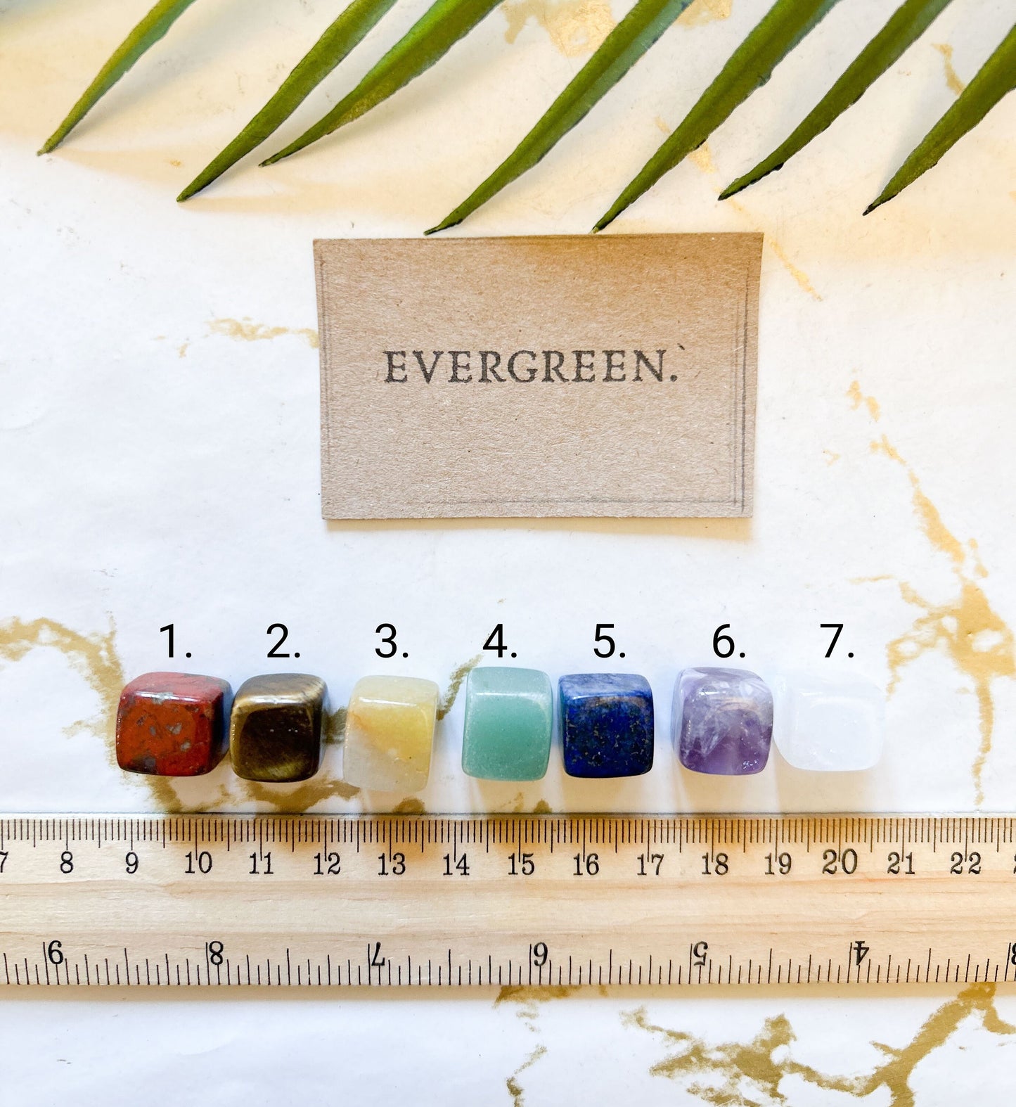 Crystal Chakra Meditation Cubes 10mm - Redstone, Tiger Eye, Yellow Aventurine, Green Aventurine, Lapis Lazuli, Amethyst, Quartz