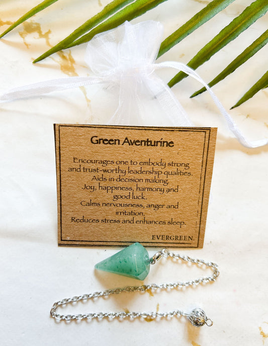 Crystal Pendulum Divination / Dowsing / Reiki - Black Obsidian, Gold Tiger Eye, Rose Quartz, Amethyst, Quartz & Green Aventurine