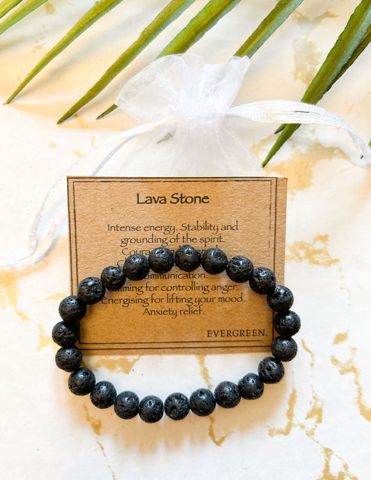 Lava Stone Beaded Bracelet - Stability, Courage & Strength