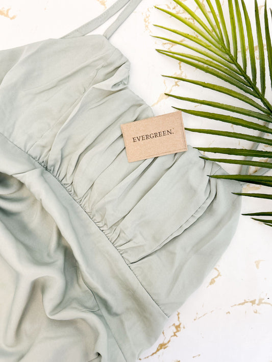 Sage Green Floaty Hem Mini Dress