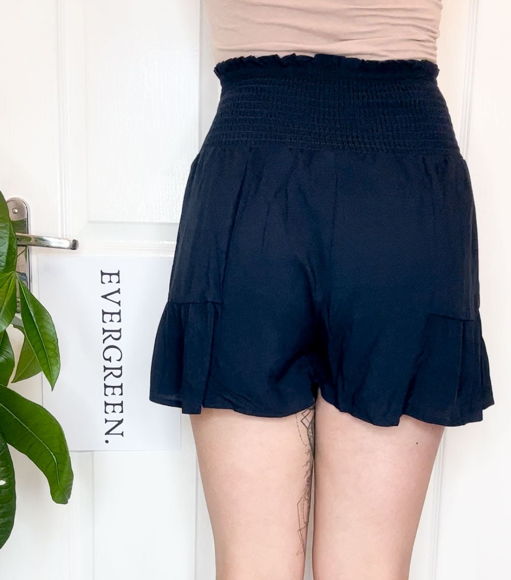 Dark Blue / Navy High Waisted Bow Tie Boho Shorts