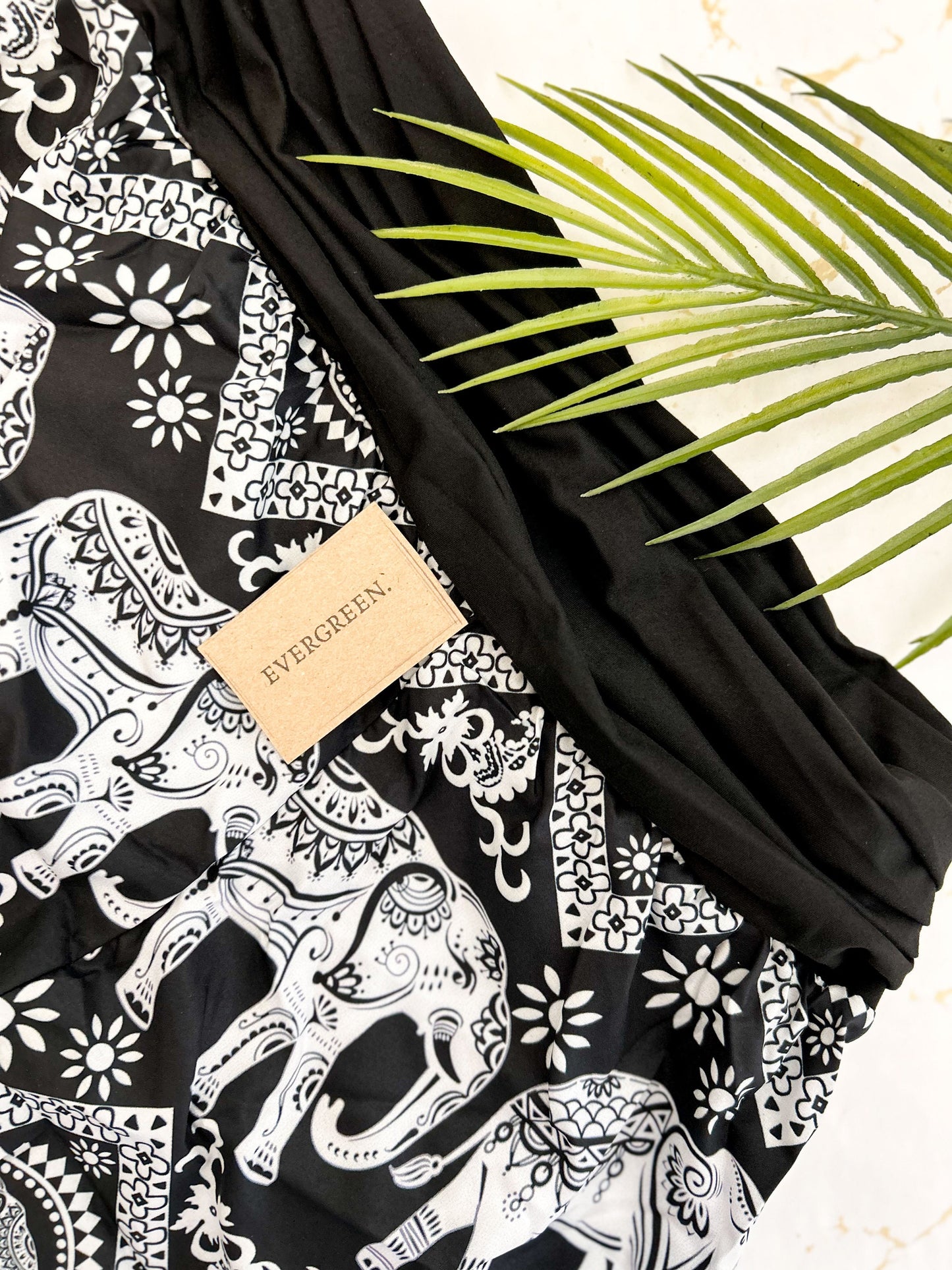Blue / Black Ornate Elephant Print Elasticated Harem Boho Trouser Pants - One Size Fits Most