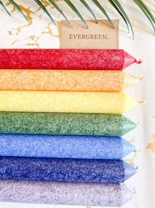 7 Chakra Scented Handmade Fairtrade Palm Wax Dinner Candles