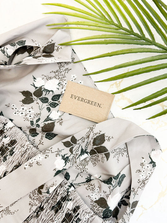 Dove Grey Ladies Side Split Floral Print Maxi Dress