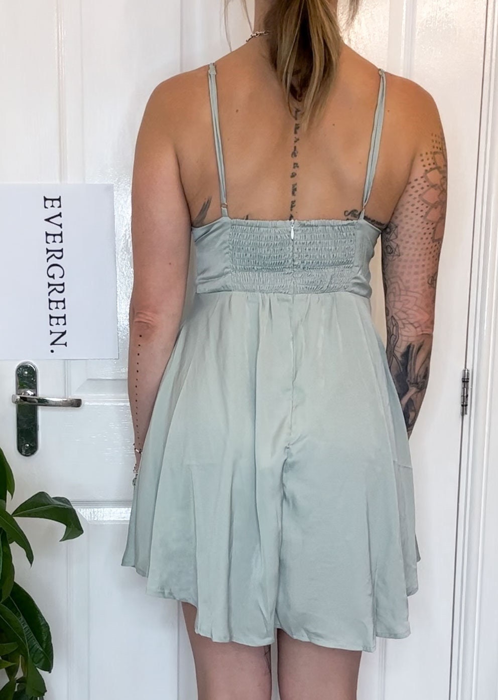 Sage Green Floaty Hem Mini Dress