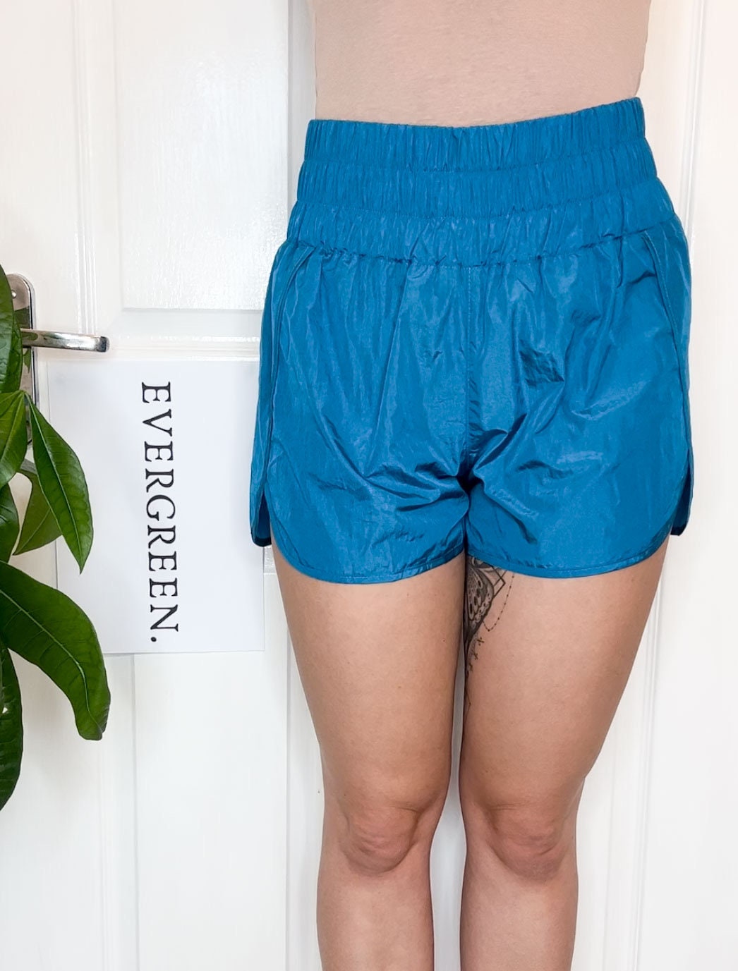 Blue Elasticated Waistband Shorts - Gym, Fitness, Sports, Fashion
