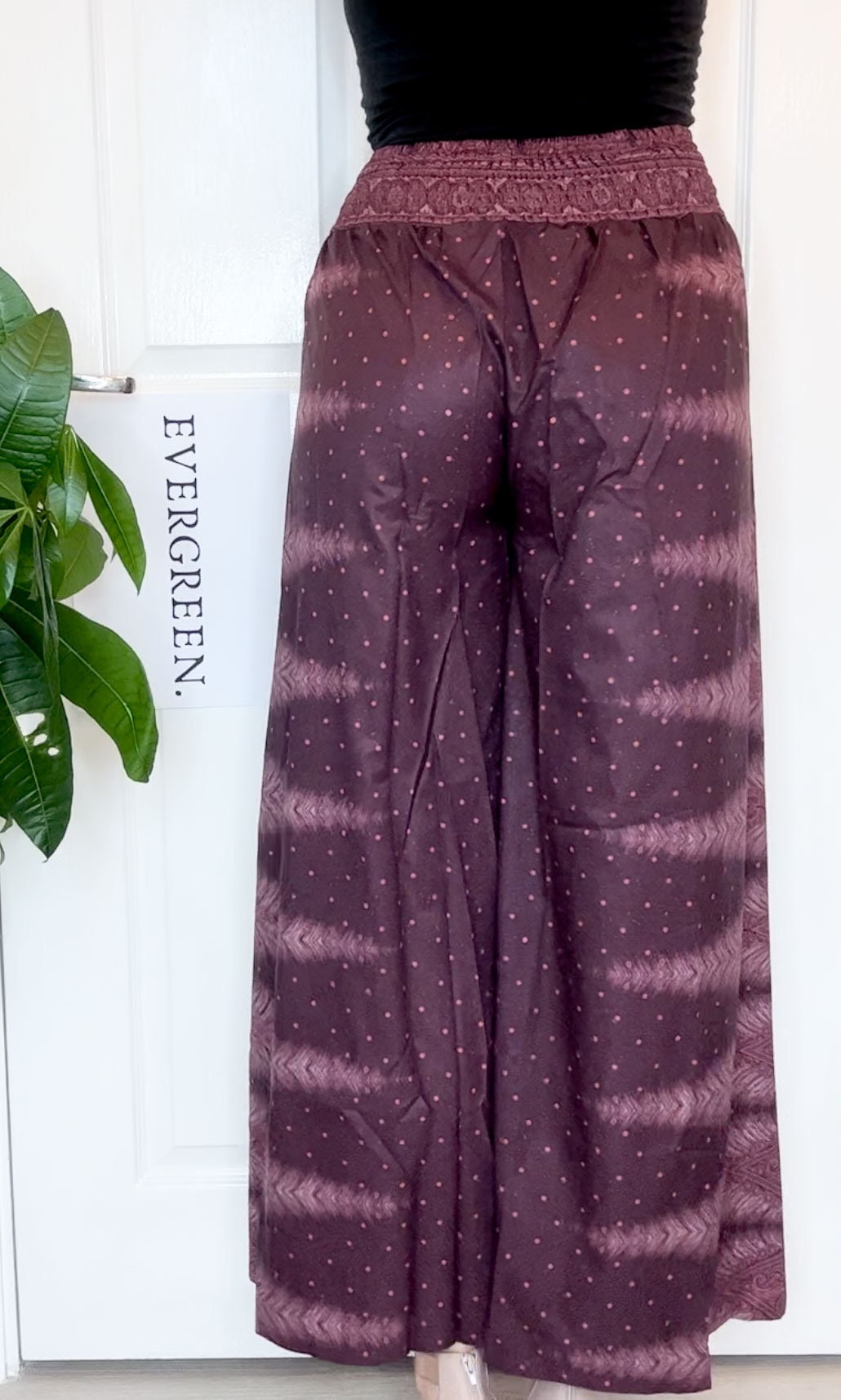 Wine Red / Maroon / Purple Ornate Print Wrap Trousers Skirt