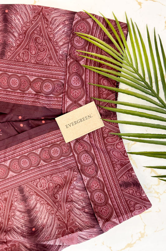 Wine Red / Maroon / Purple Ornate Print Wrap Trousers Skirt