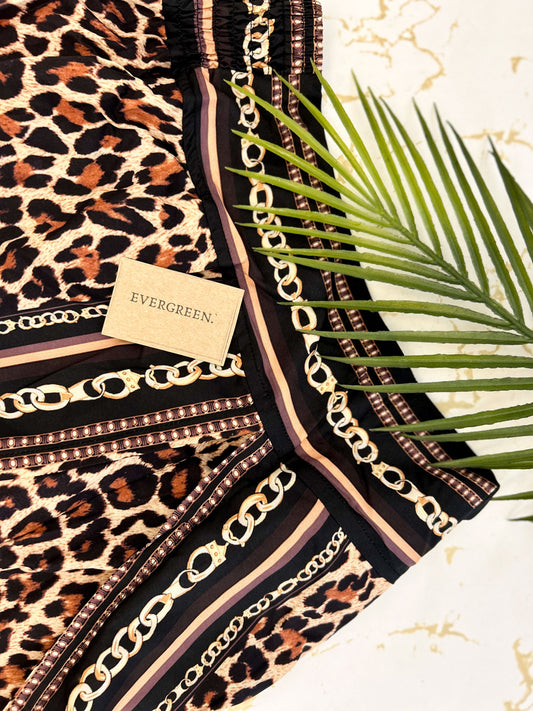 Leopard / Cheetah Print Wrap Trousers Skirt