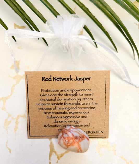 Red Network Crystal Tumbled Stone - Protection, Strength & Empowerment